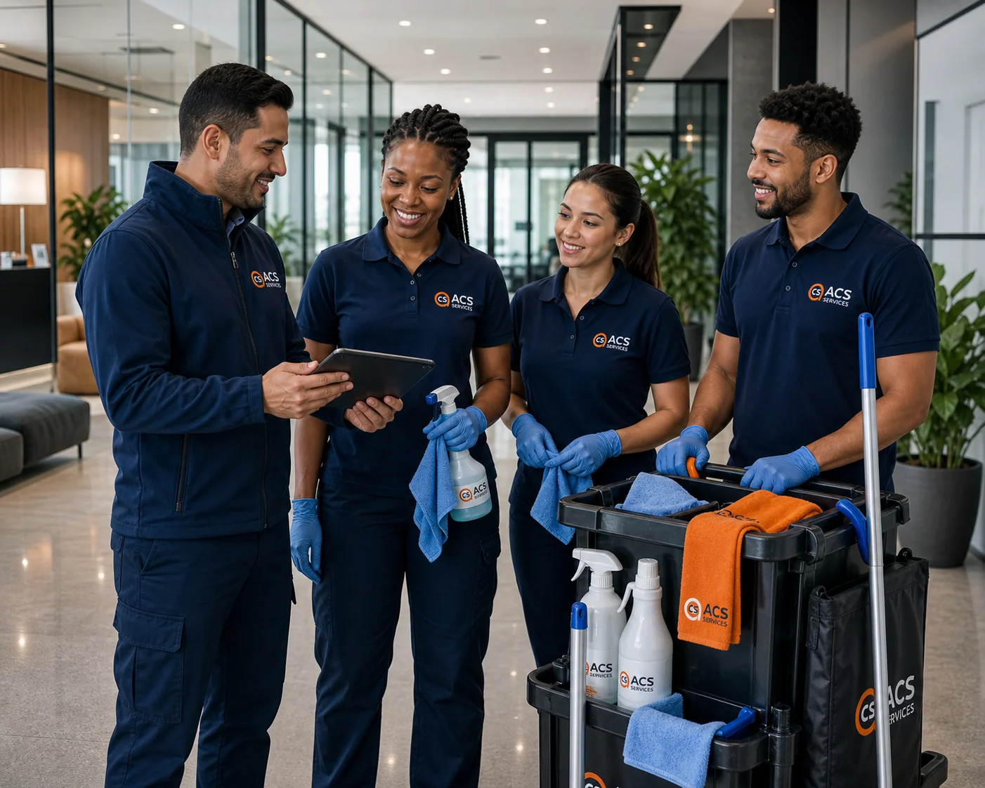 ACS logolu cleaning team